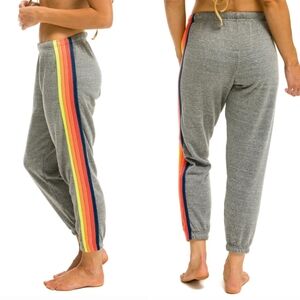 AVIATOR NATION 5 stripe jogger heathered grey sweatpants